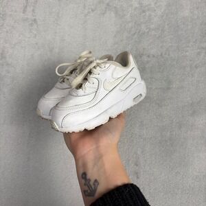 Nike Air Max 90 Toddler Shoes White Leather Sneaker Shoes White Athletic 8C